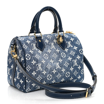 Louis Vuitton Monogram Jacquard Denim Speedy Bandouliere 25 Bleu 3 of 10