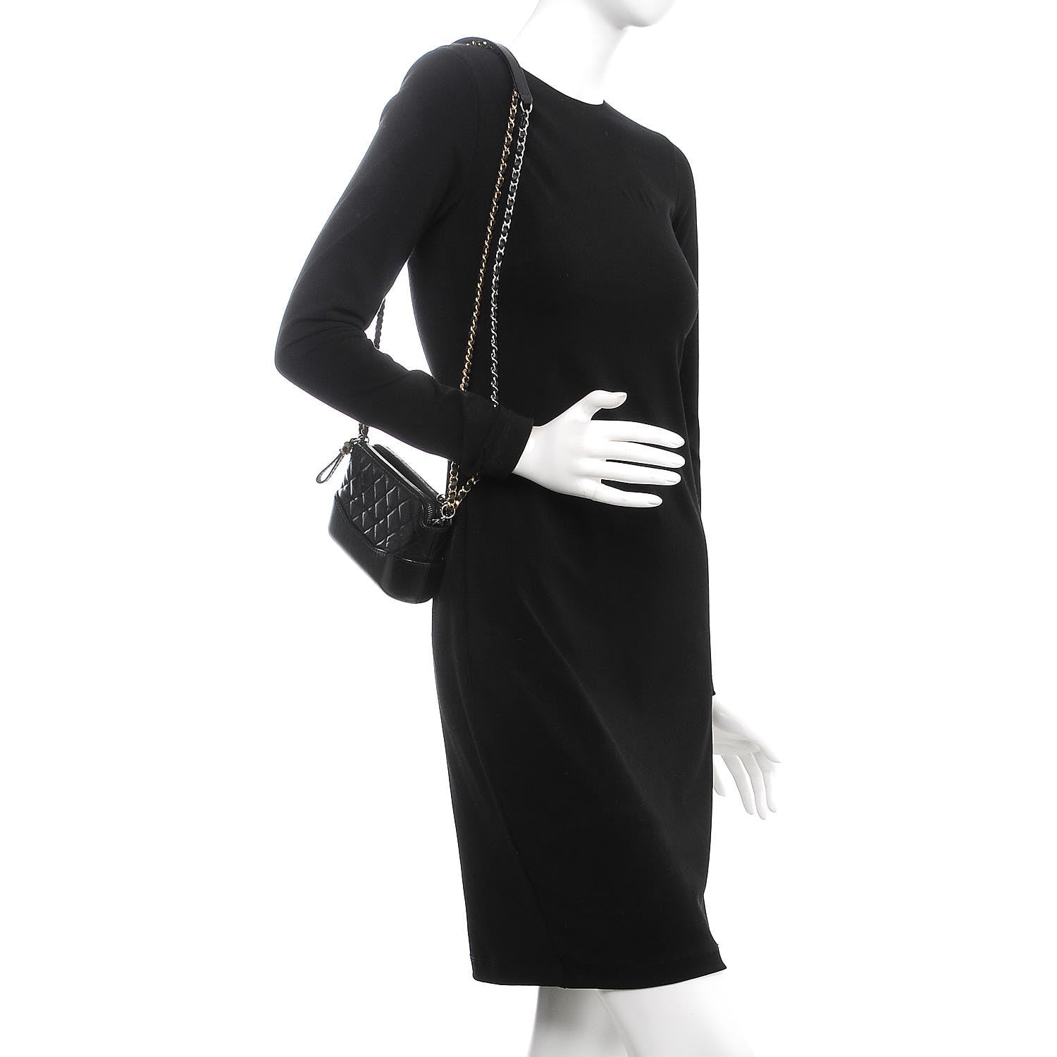 Chanel Aged Calfskin Quilted Small Gabrielle Clutch With Chain Black 3 of 11