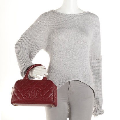 Chanel Caviar Quilted Small Bowler Red 2 of 7