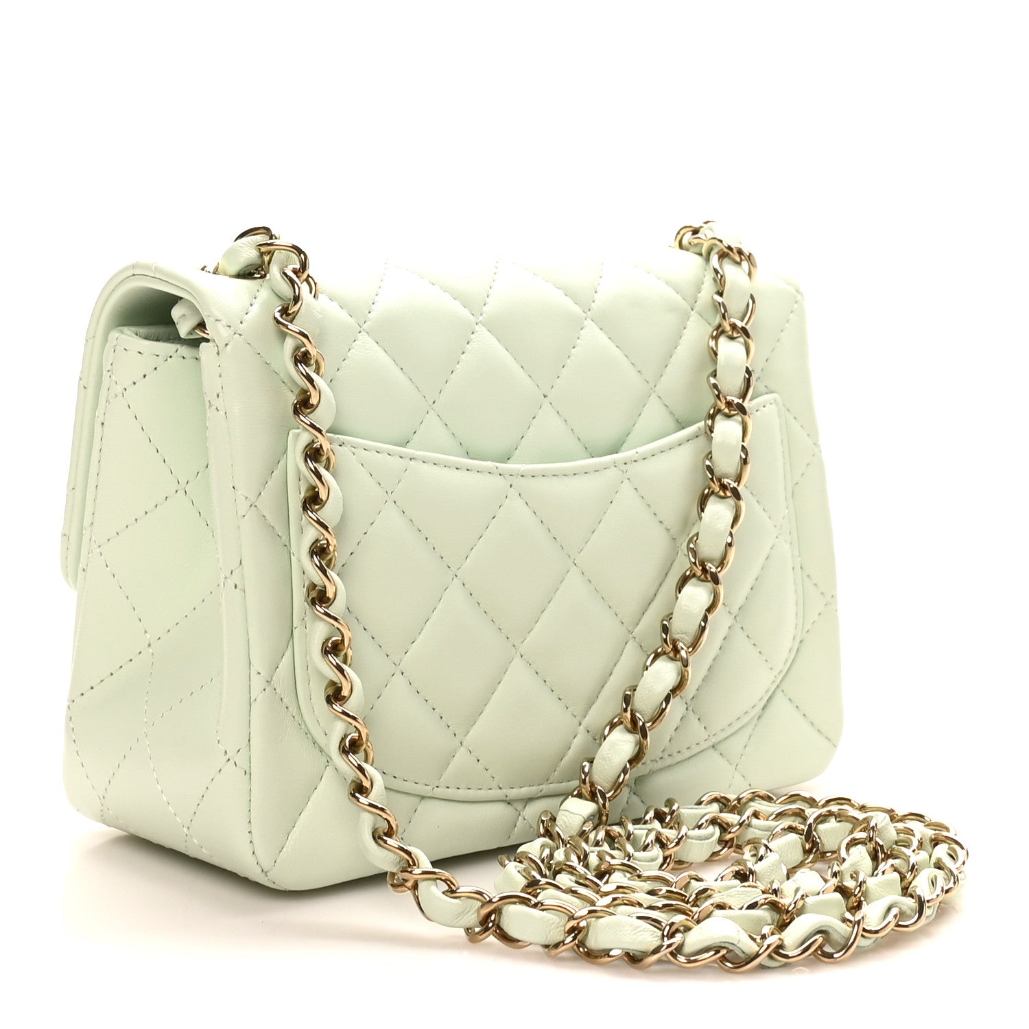 Chanel Lambskin Quilted Mini Square Flap Light Green 3 of 11