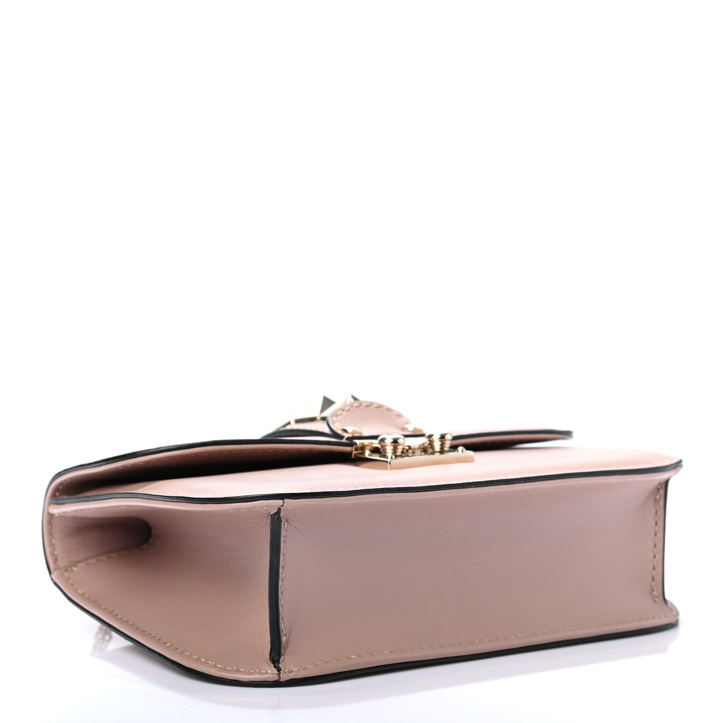 Vitello Small Glam Lock Rockstud Flap Poudre