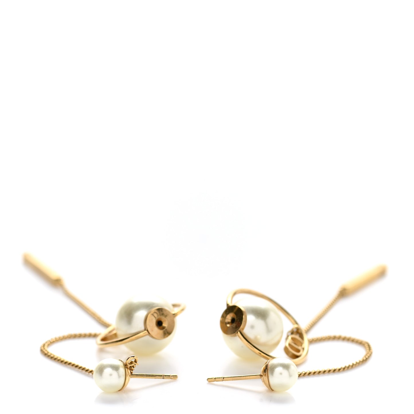 Pearl Tribales Dangle Chain Earrings Gold
