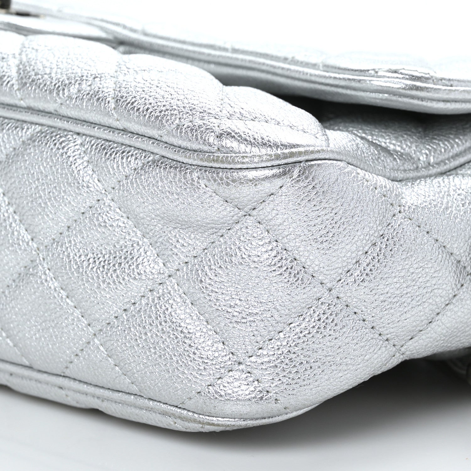 Chanel Metallic Calfskin Quilted Medium Casual Rock Flap Silver 9 of 9
