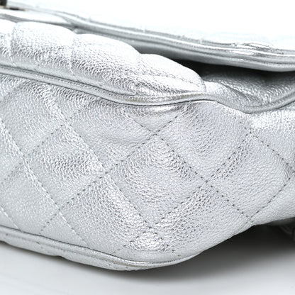 Chanel Metallic Calfskin Quilted Medium Casual Rock Flap Silver 9 of 9