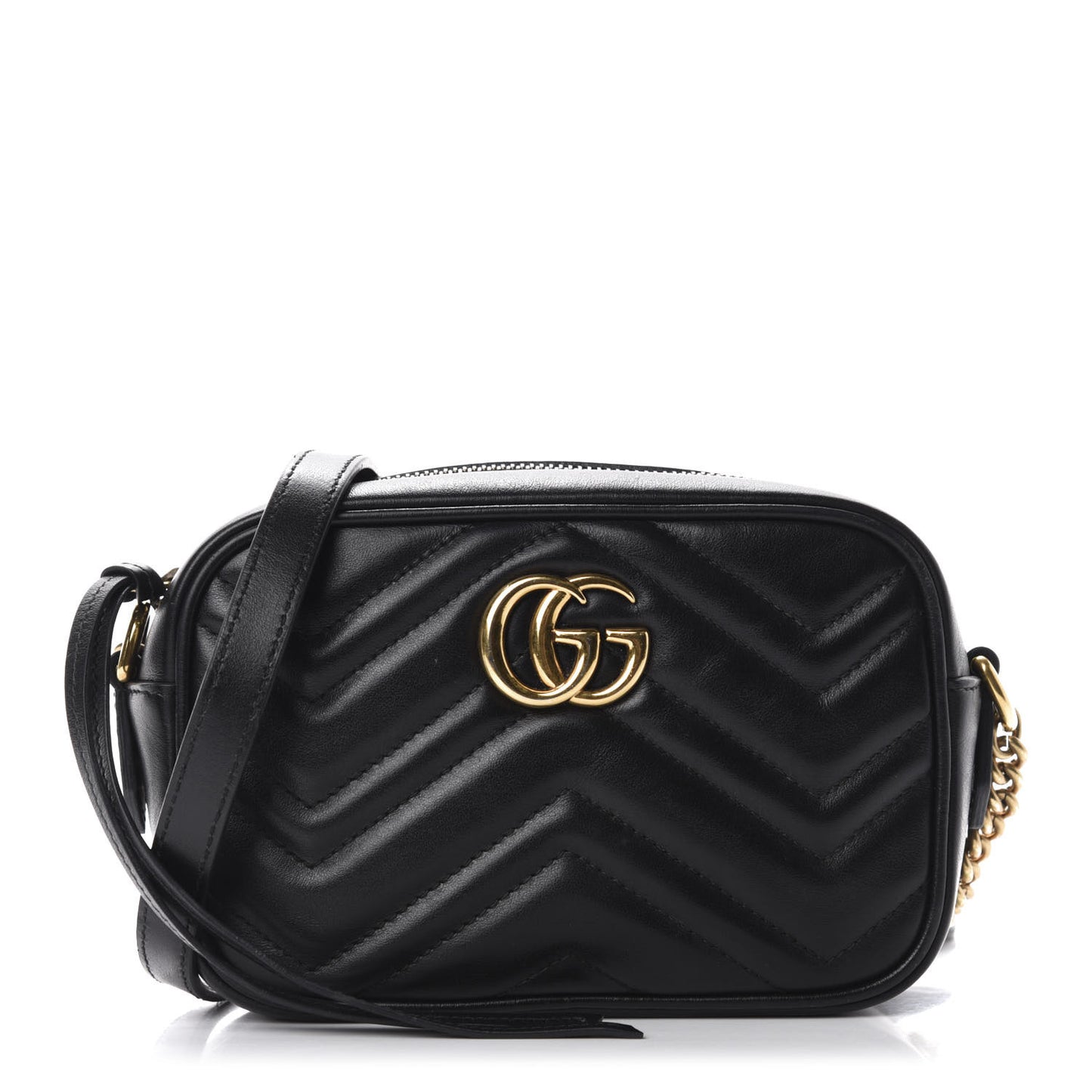 Calfskin Matelasse Mini GG Marmont Chain Shoulder Bag Black