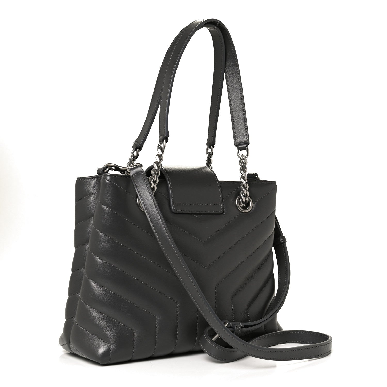 Saint Laurent Calfskin Y Quilted Monogram Small Loulou Shopper Grey 3 of 13