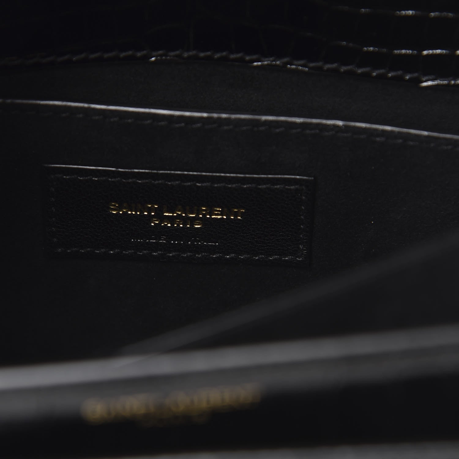Saint Laurent Calfskin Crocodile Embossed Medium Monogram Sunset Black 5 of 9