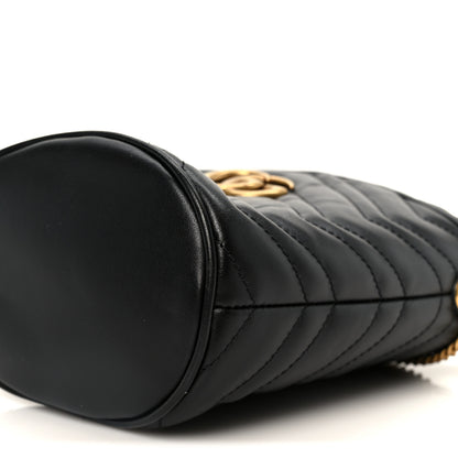 Gucci Calfskin Matelasse Mini GG Marmont 2.0 Bucket Bag Black 10 of 10