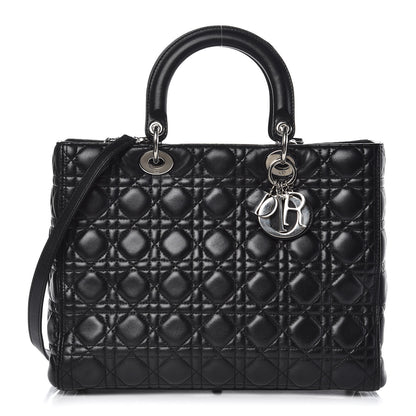 Christian Dior Lambskin Cannage Large Lady Dior Black 1 of 11