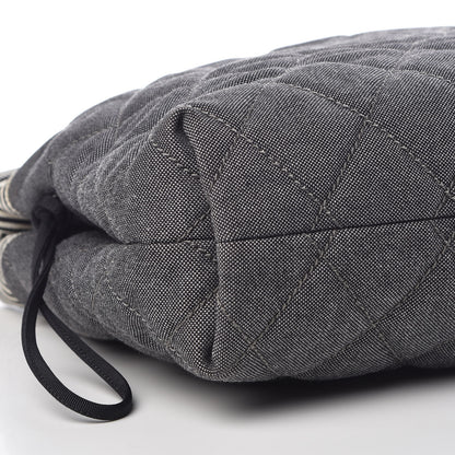 Chanel Grosgrain Denim Quilted Drawstring Tote Blue 8 of 9