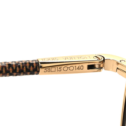 Louis Vuitton Damier Ebene Conspiration Pilote Aviator Sunglasses Z0202U Gold 5 of 7