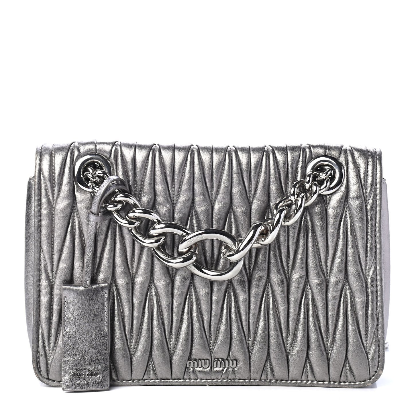 Metallic Nappa Matelasse Flap Cromo