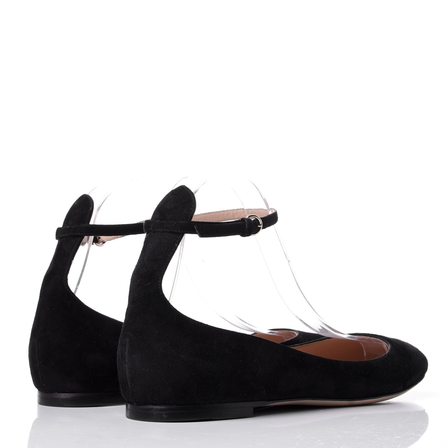 Valentino Garavani Suede Ankle Strap Ballerina Flats 38 Black 4 of 11