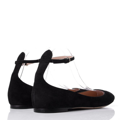 Valentino Garavani Suede Ankle Strap Ballerina Flats 38 Black 4 of 11