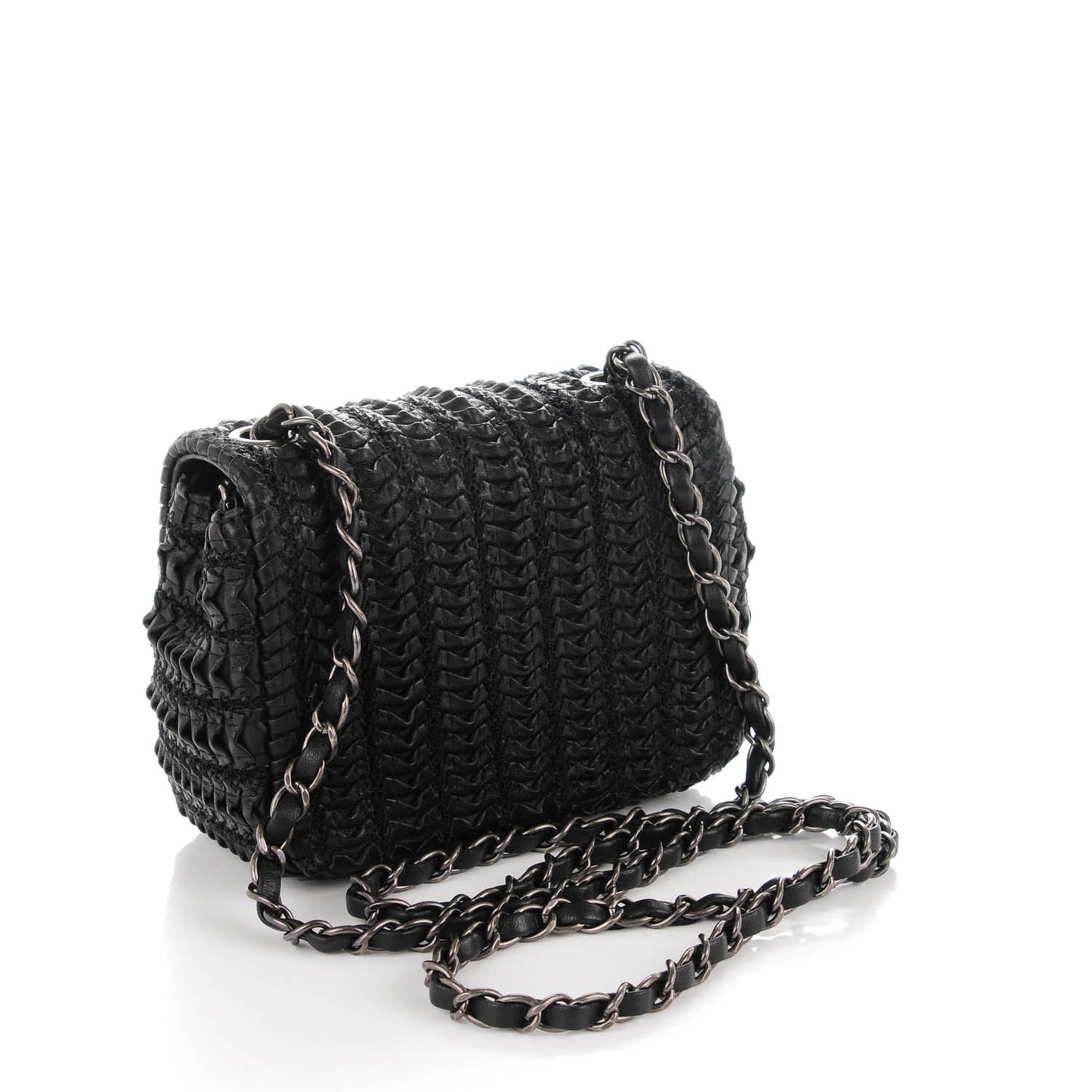 Lambskin Embroidered Mini Flap Black