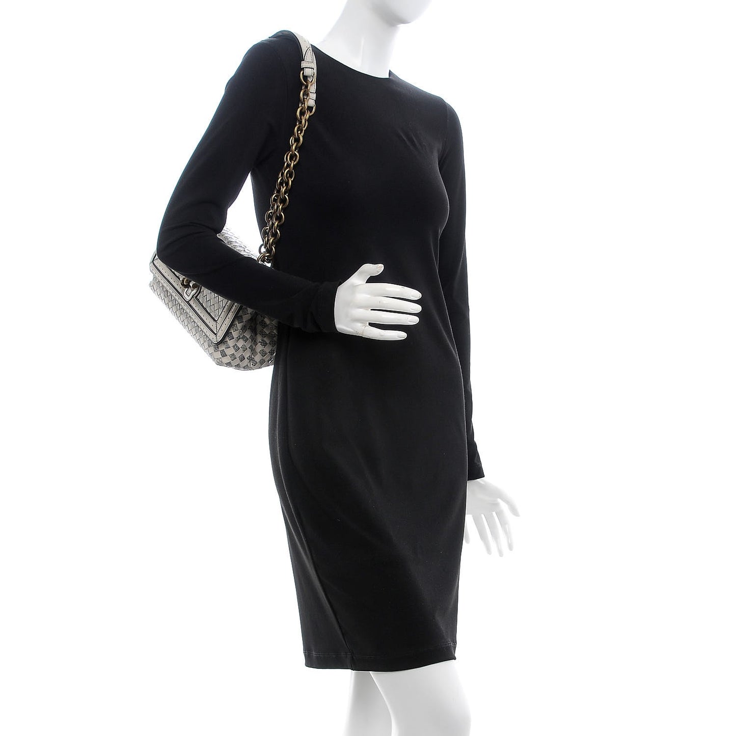 Nappa Ayers Intrecciato Checker Olimpia Knot Bag Mist Black