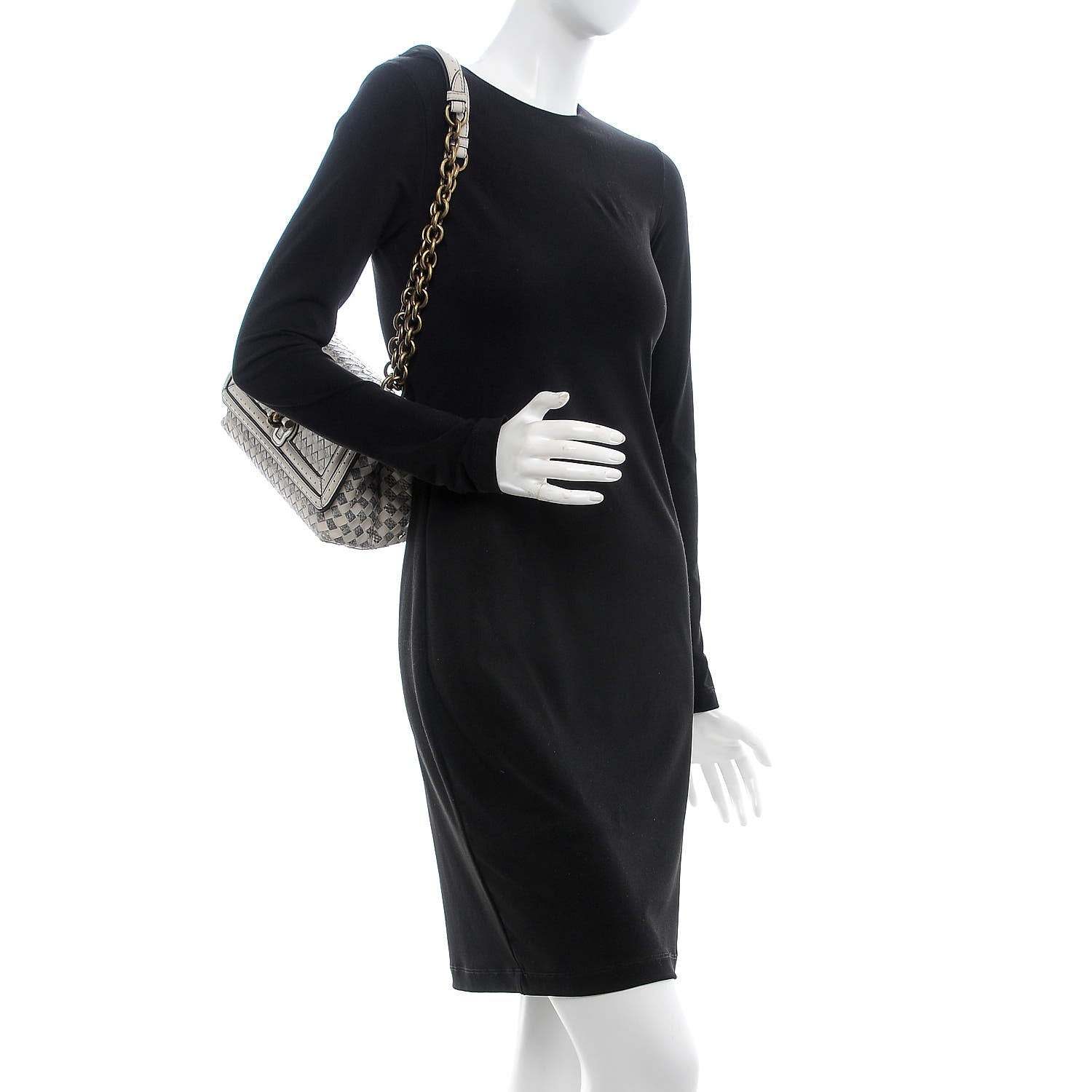 Bottega Veneta Nappa Ayers Intrecciato Checker Olimpia Knot Bag Mist Black 2 of 8