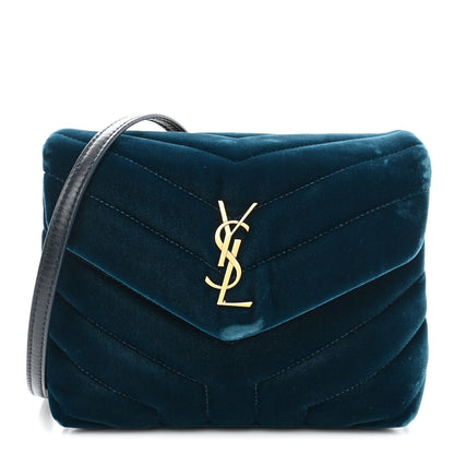 Saint Laurent Velvet Y Quilted Monogram Toy Loulou Chain Satchel Dark Ottanio 1 of 10