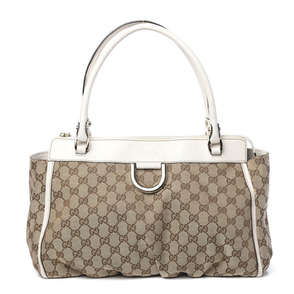 Gucci Monogram D Gold Ring Tote White 1 of 16
