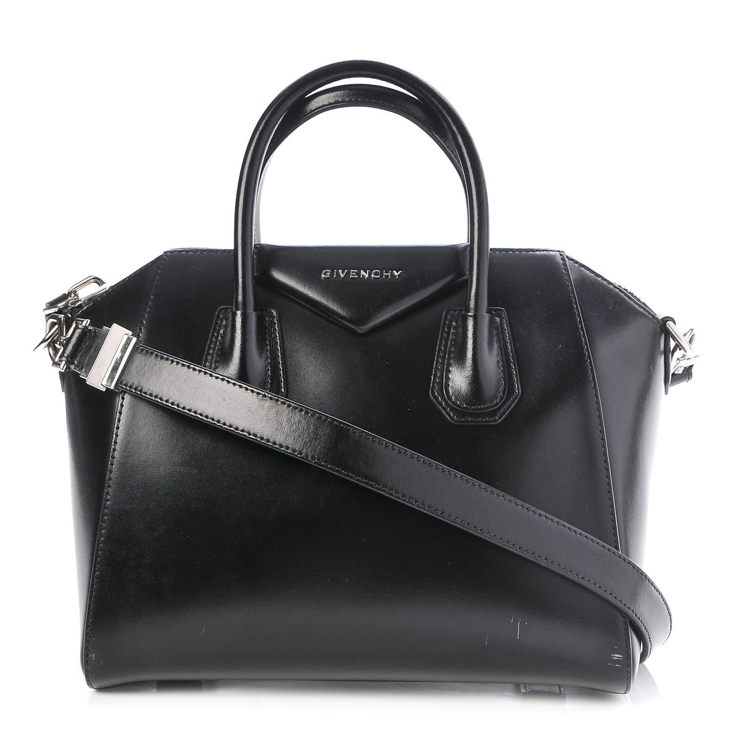 Shiny Lord Calfskin Small Antigona Black