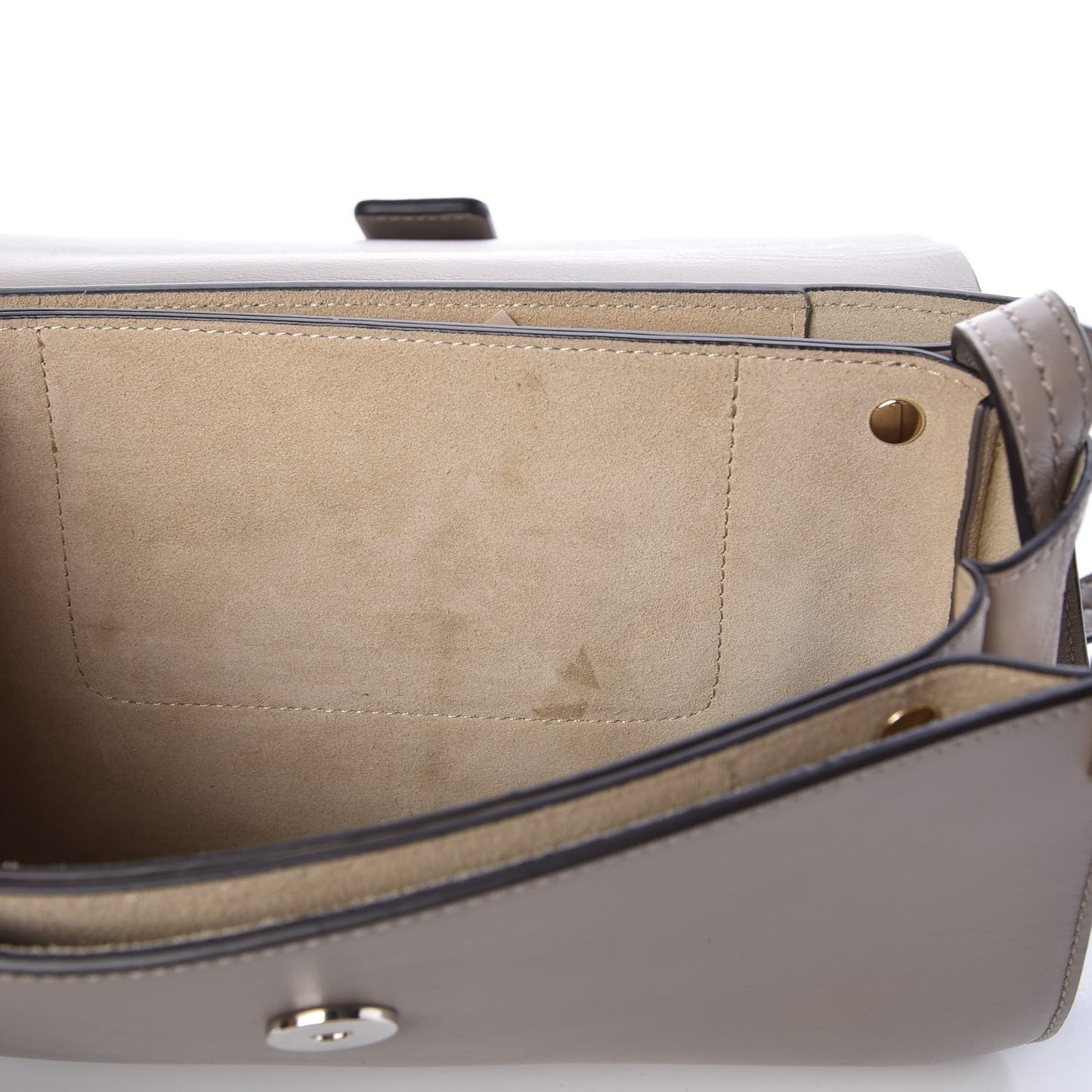 Suede Calfskin Small Faye Shoulder Bag Motty Grey