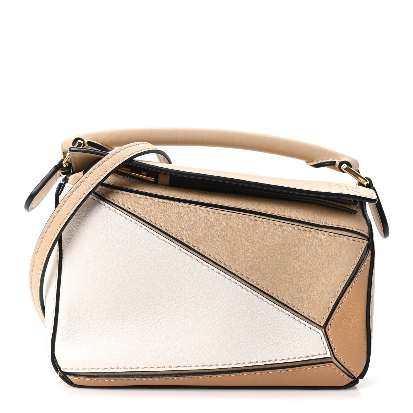 Calfskin Mini Puzzle Bag  Dusty Beige Soft White