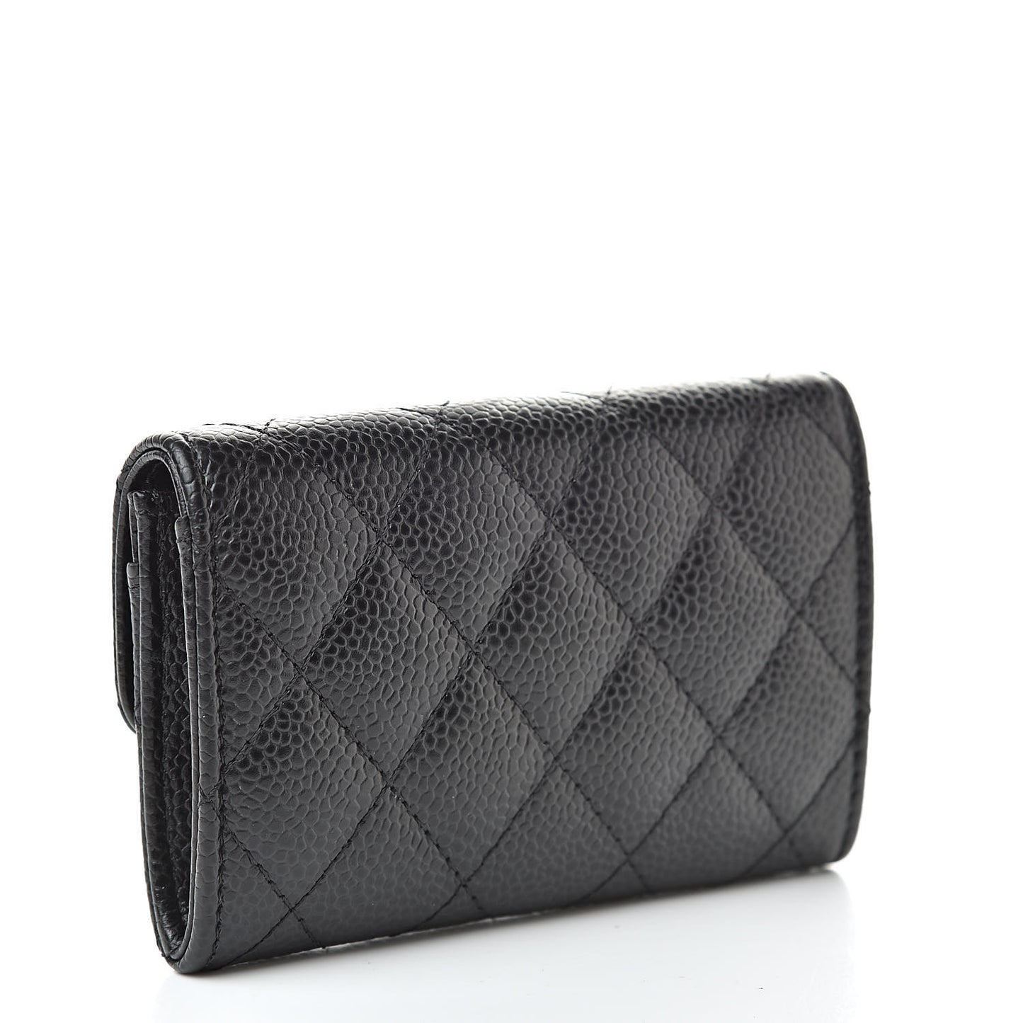 Caviar Quilted Flap Card Holder Black