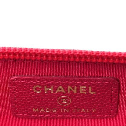 Chanel Caviar Quilted Boy Zip Around Coin Purse Wallet Dark Pink 6 of 9
