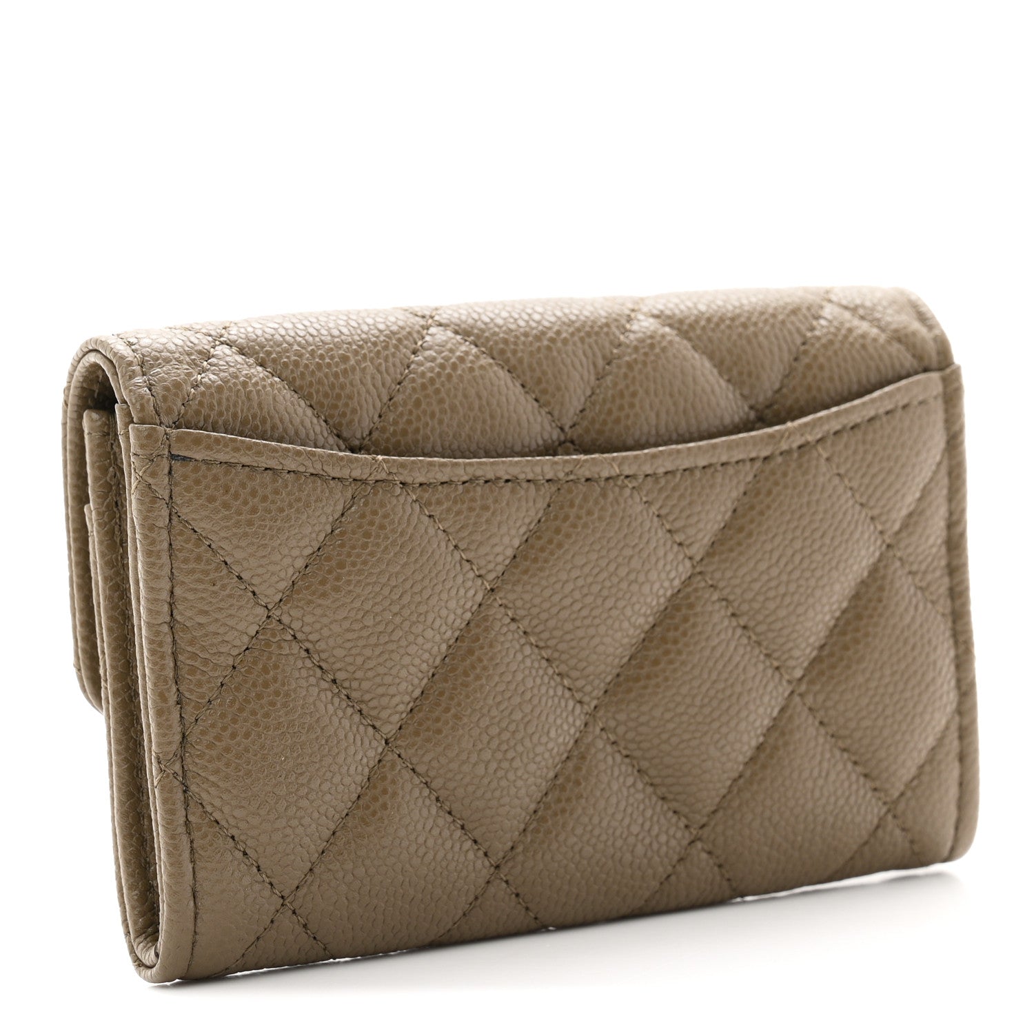Chanel Caviar Quilted Flap Card Holder Wallet Dark Khaki 3 of 9