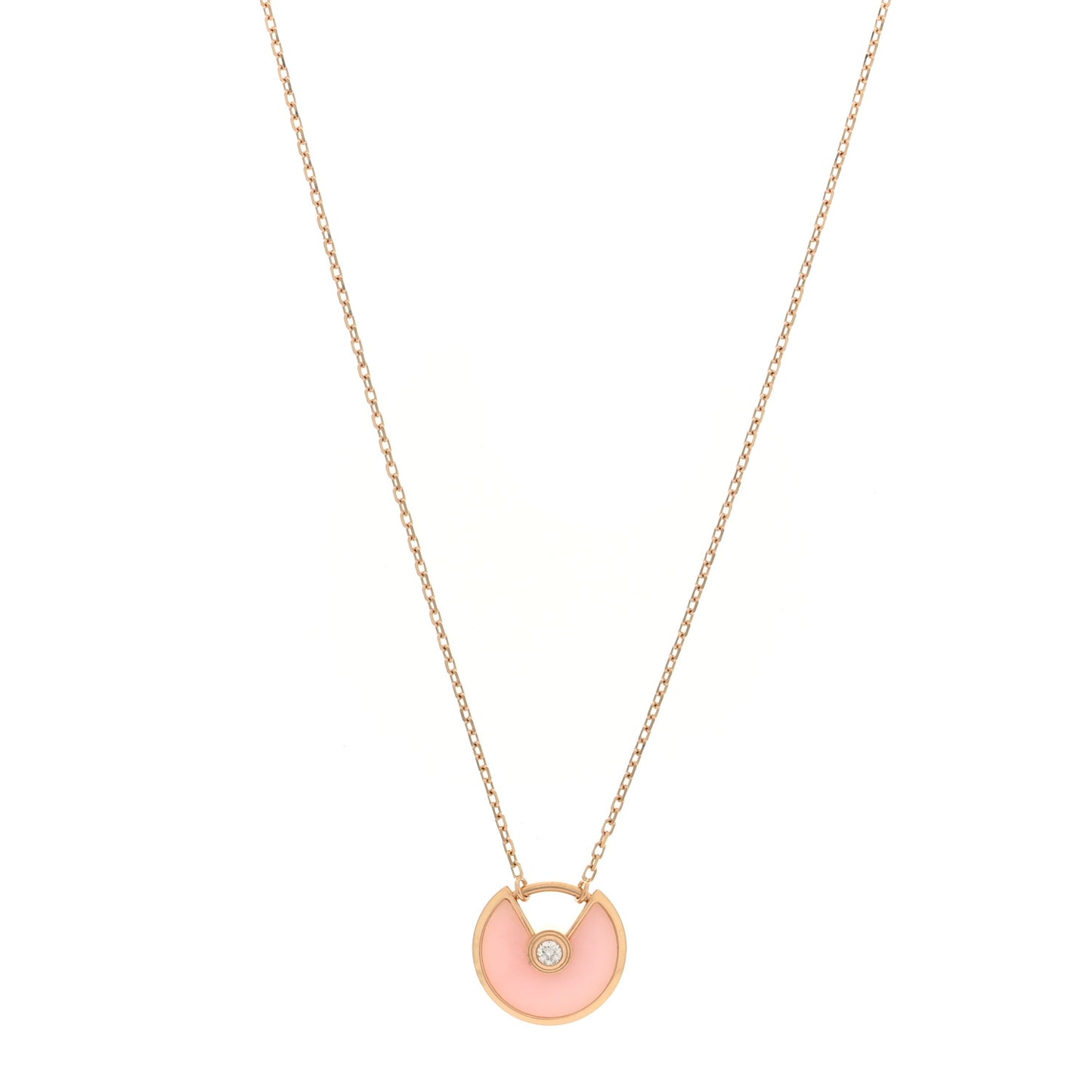 18K Pink Gold Diamond Pink Opal XS Amulette de Cartier Pendant Necklace