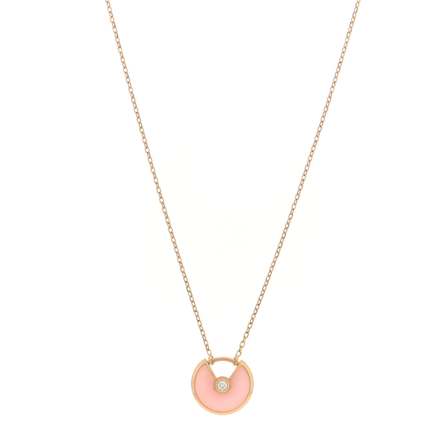 Cartier 18K Pink Gold Diamond Pink Opal XS Amulette de Cartier Pendant Necklace 1 of 4