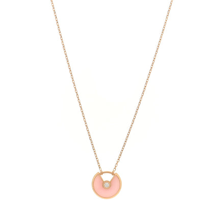 Cartier 18K Pink Gold Diamond Pink Opal XS Amulette de Cartier Pendant Necklace 1 of 4