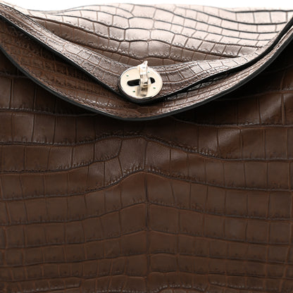 Hermes Matte Niloticus Crocodile Lindy 30 Chocolate 8 of 10