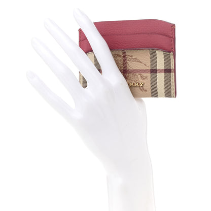 Burberry Soft Grain Calfskin Haymarket Check Izzy Card Case Pink 2 of 9