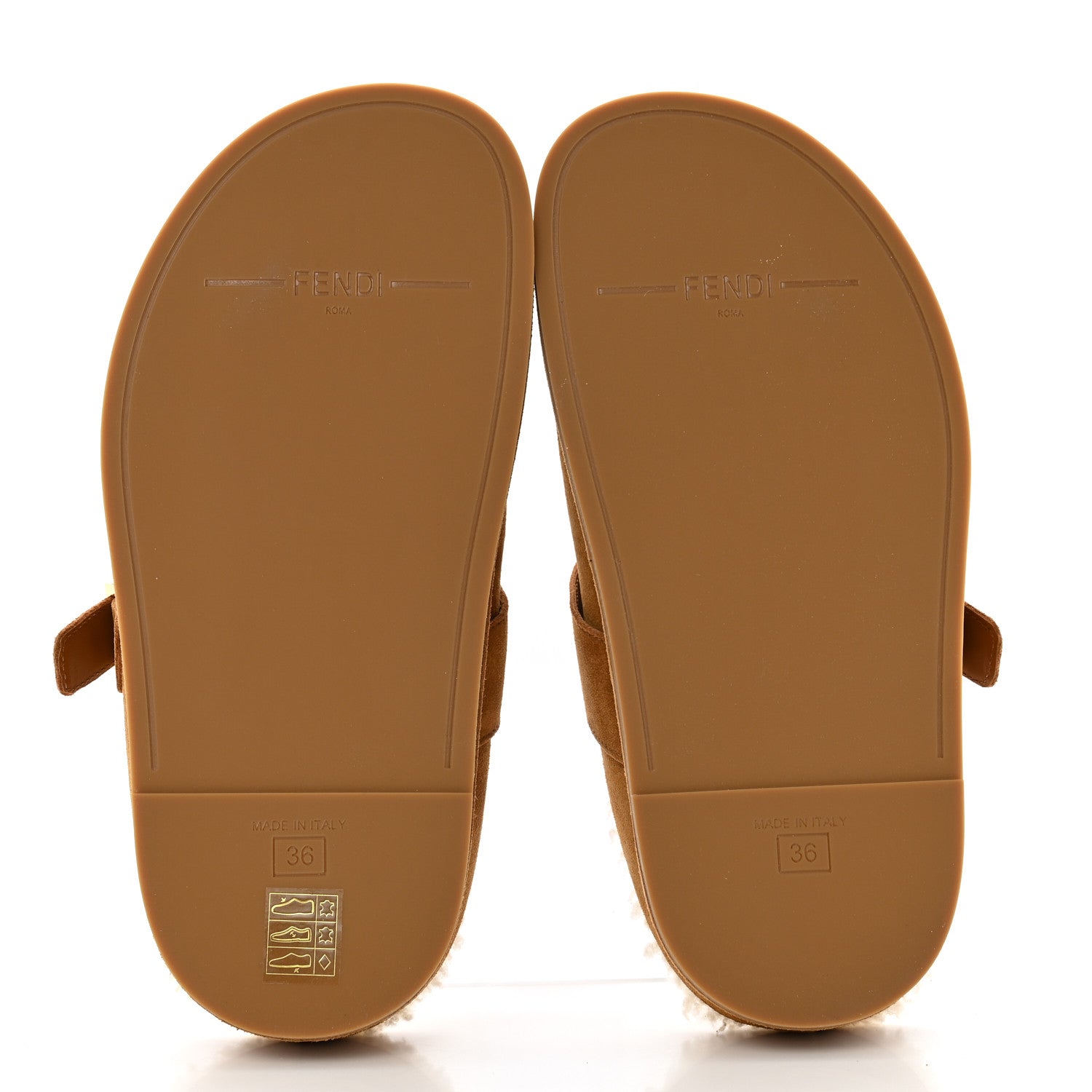 Fendi Suede Shearling Fendi Feel Buckled Clogs 36 Caramel Latte 6 of 9