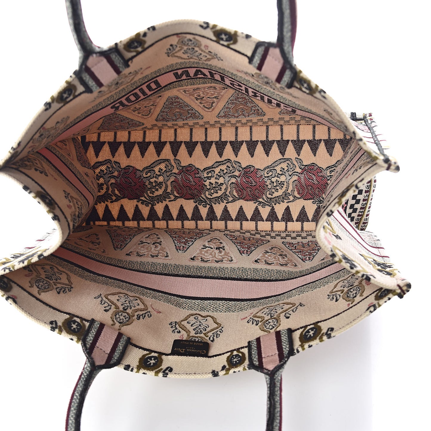Canvas Embroidered Geometric Book Tote Multicolor