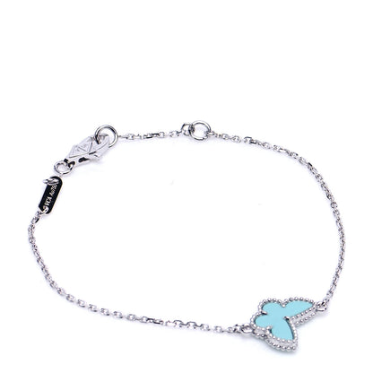 Van Cleef & Arpels 18K White Gold Turquoise Sweet Alhambra Butterfly Bracelet 1 of 7