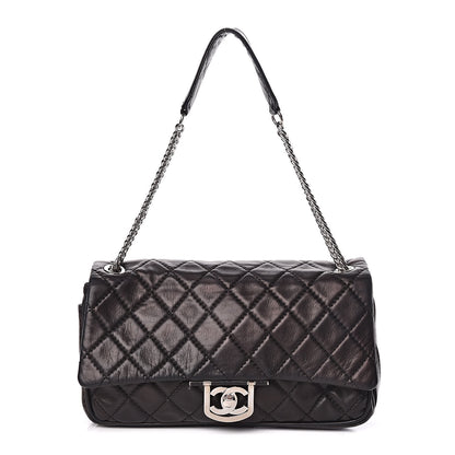 Chanel Lambskin Quilted Jumbo Icons Secret Label Flap Black 1 of 15