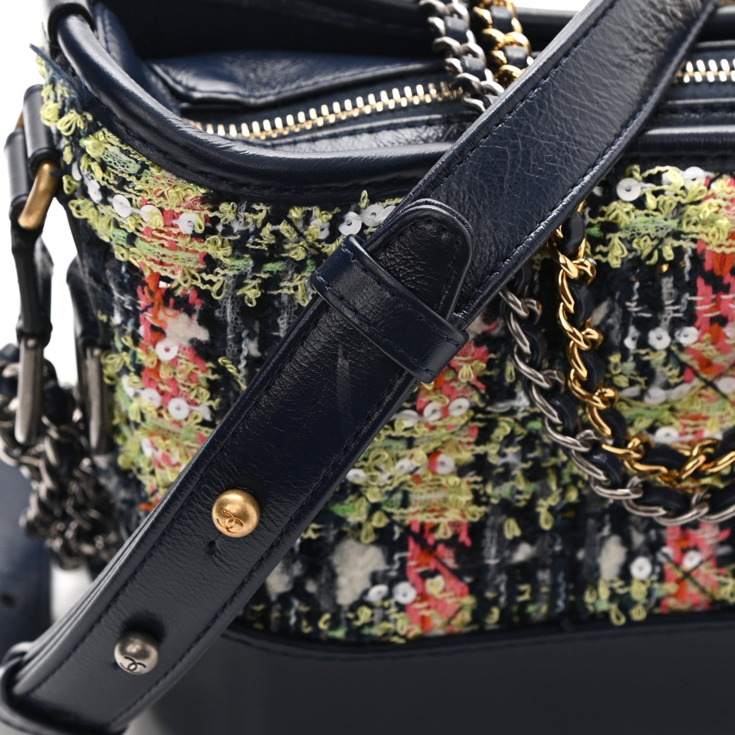Chanel Tweed Calfskin Small Gabrielle Hobo Blue 12 of 14