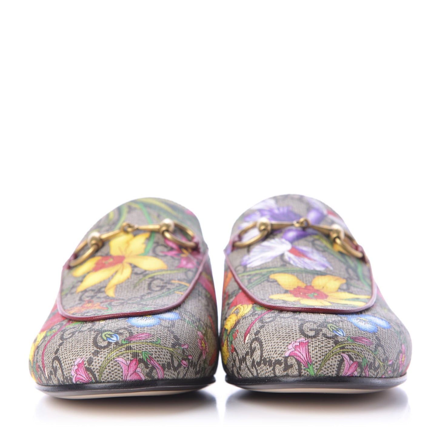 GG Supreme Monogram Flora Womens Princetown Slippers 36.5 Beige Ebony Multicolor Rosso