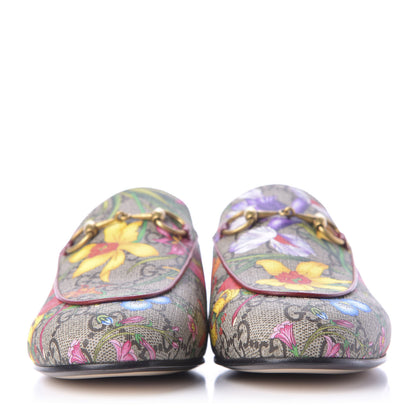 Gucci GG Supreme Monogram Flora Womens Princetown Slippers 36.5 Beige Ebony Multicolor Rosso 2 of 9