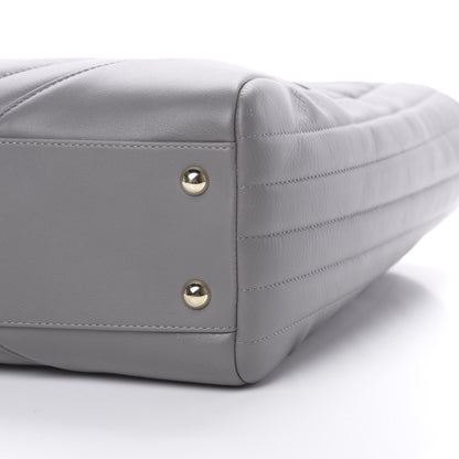 Chanel Calfskin Chevron Quilted Statement Shopping Tote Grey 11 of 11