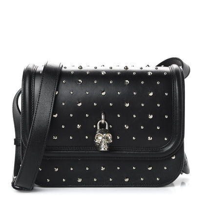 Alexander McQueen Calfskin Studded Small Padlock Crossbody Bag Black 1 of 10