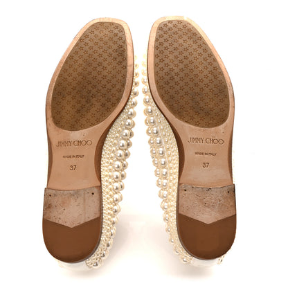 Jimmy Choo Pearl Satin Varsha Flats 37 White 6 of 9