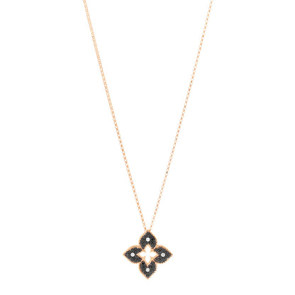 Roberto Coin 18K Rose Gold Diamond Petite Venetian Princess Flower Pendant Necklace 1 of 5