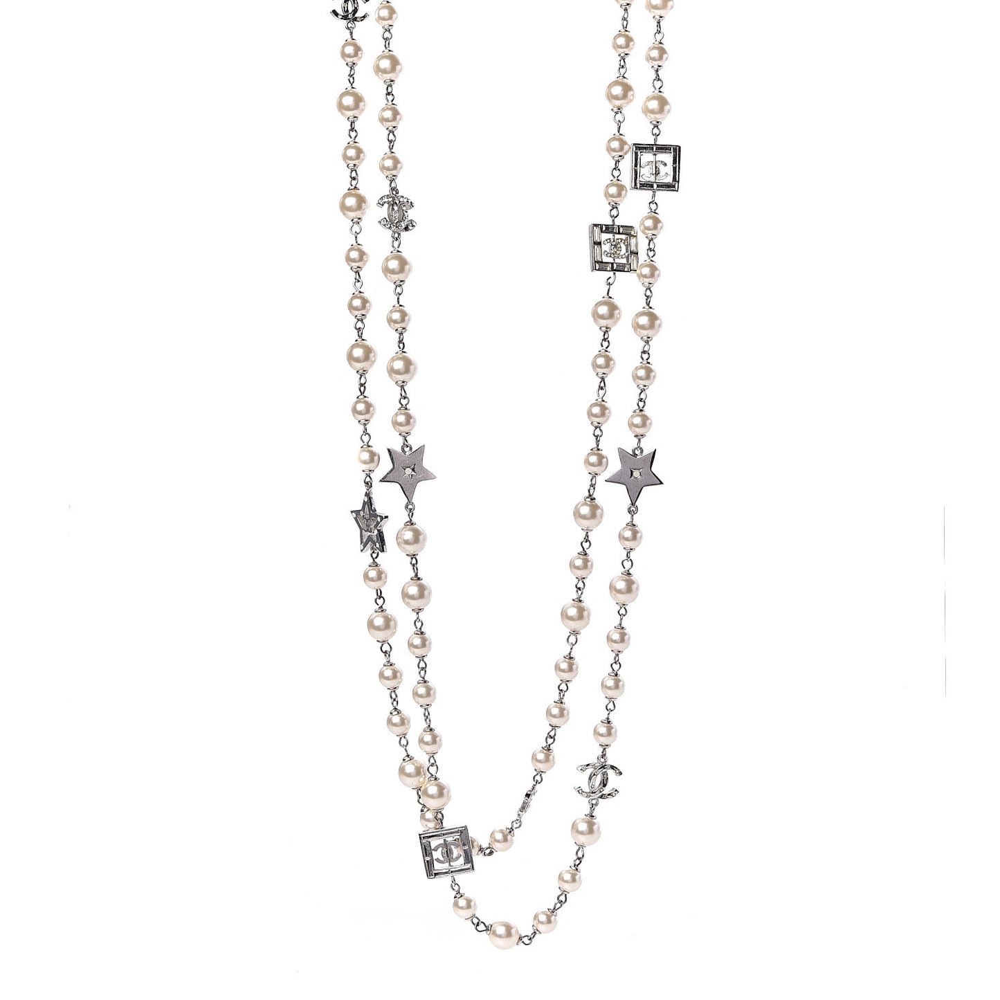 Pearl CC Star Long Necklace Gold