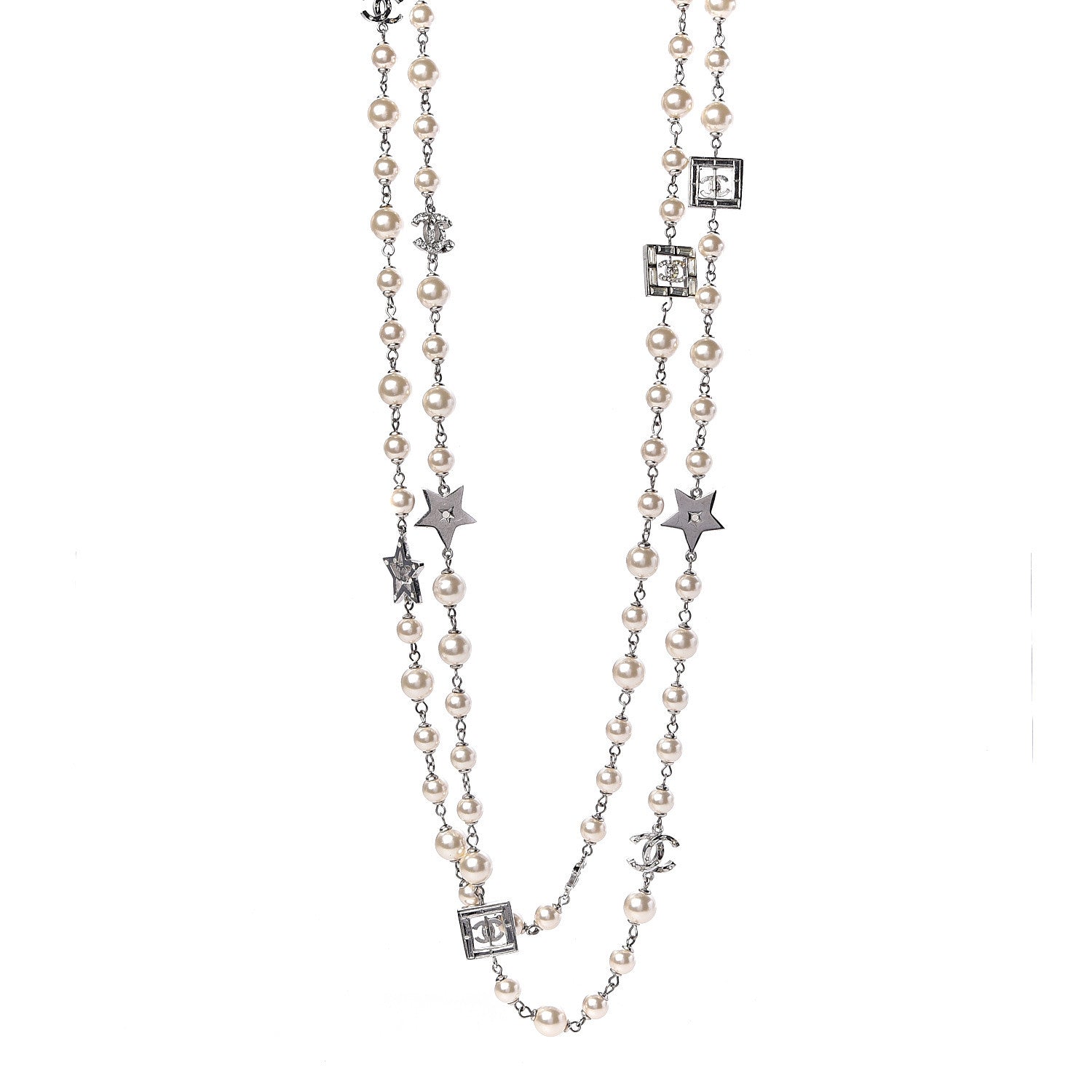 Chanel Pearl CC Star Long Necklace Gold 1 of 12