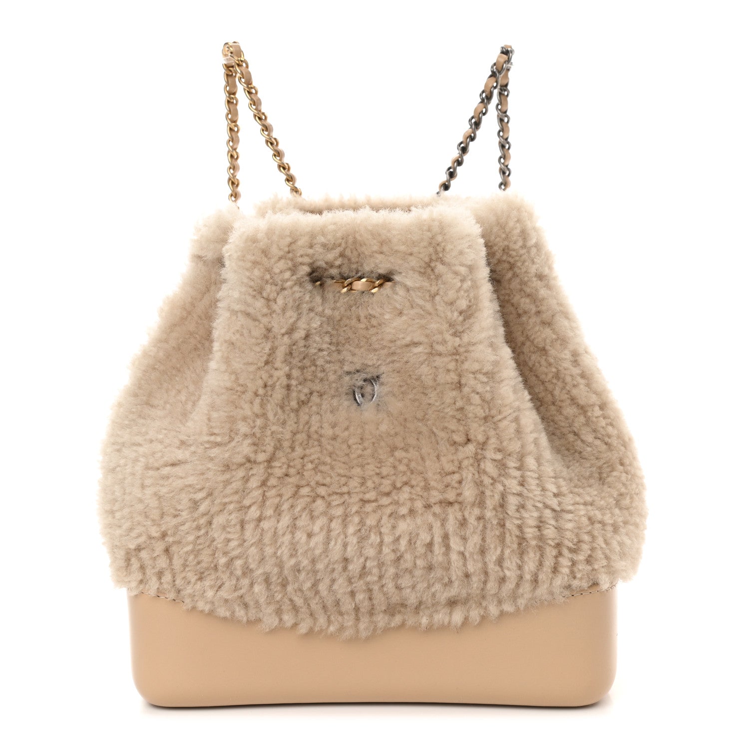 Chanel Shearling Small Gabrielle Backpack Dark Beige 1 of 10