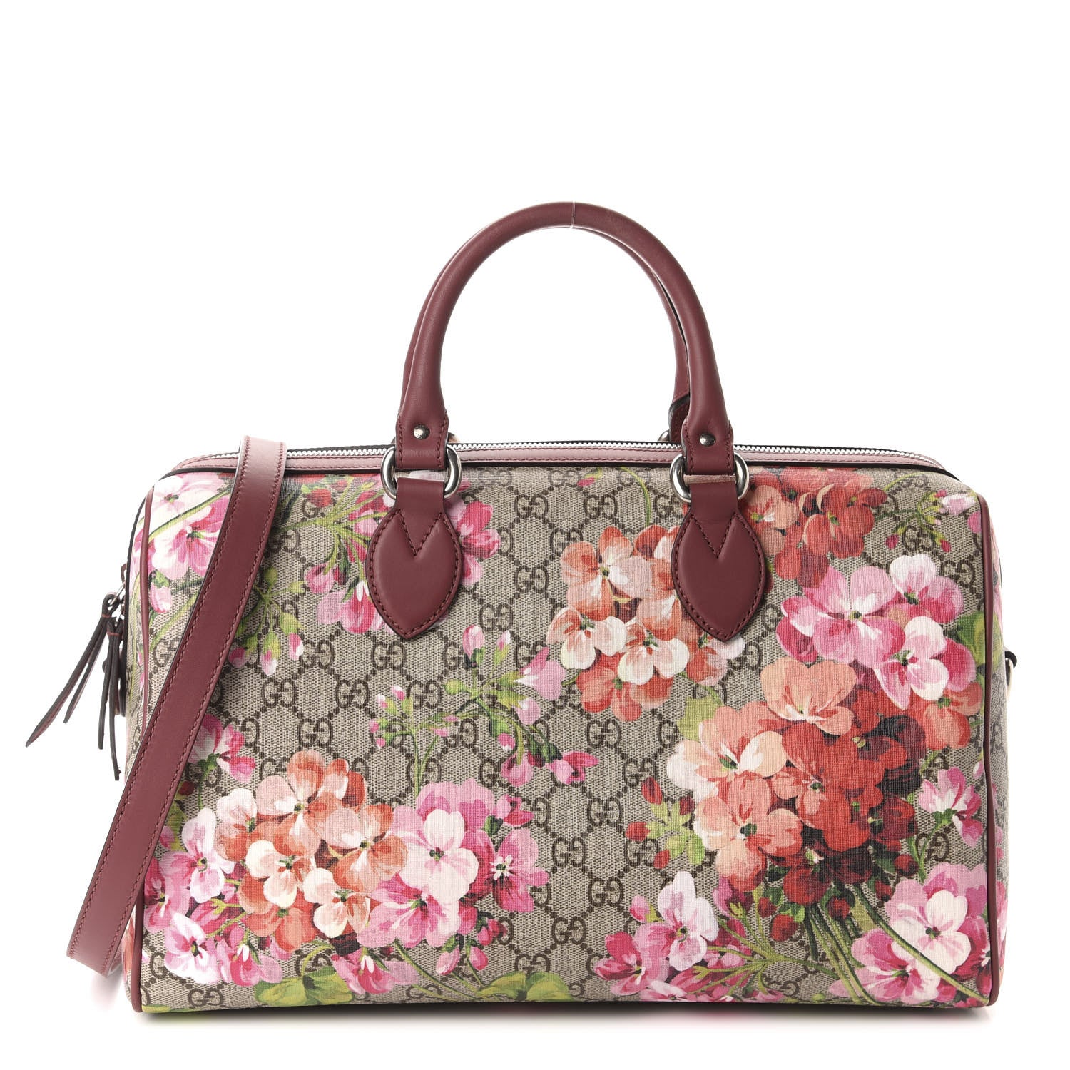 Gucci GG Supreme Monogram Blooms Medium Boston Beige Multicolor Dry Rose 1 of 11