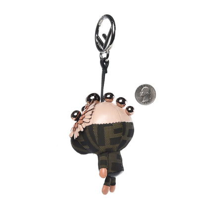 Fendi Shiny Nappa Zucca Pearl Fringe Space Monkey Bag Charm Plaster Albicocca Tobacco 2 of 3